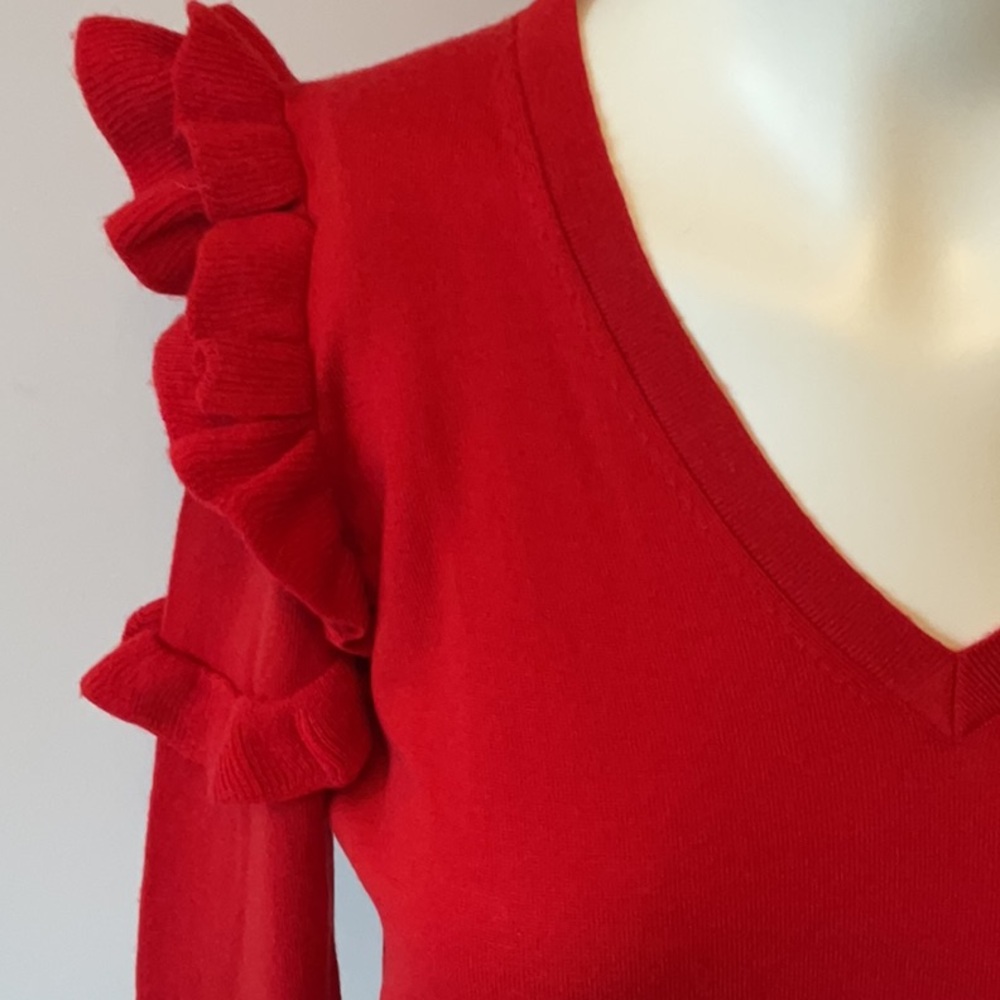 Merino Wool Ruffle Trim Sweater - Picture 5 of 9
